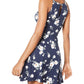BCX Women's Juniors Sleeveless Halter Mini Dress Navy Floral Size Small