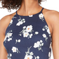 BCX Women's Juniors Sleeveless Halter Mini Dress Navy Floral Size Small