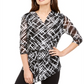 Alfani Women's 3/4 Sleeve Printed Tunic Black Size Petite Small