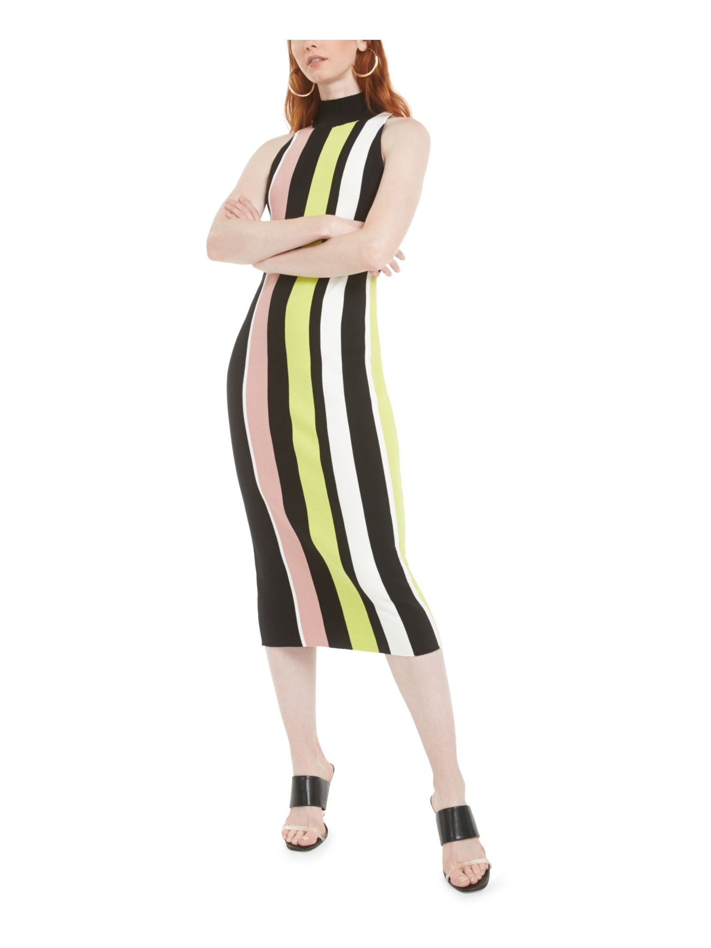 Bar III Women's Stripe Sweater Dress Black Size X-Small