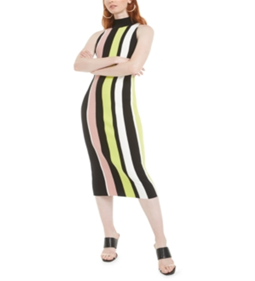 Bar III Women's Stripe Sweater Dress Black Size X-Small