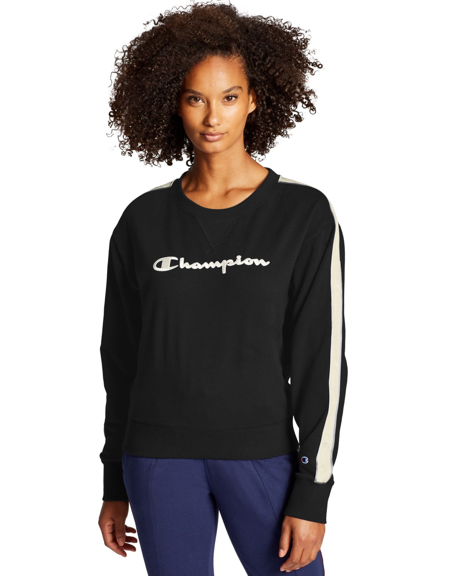 Champion Women's Heritage Fleece Crew Shirt Black Size Large