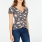 Ultra Flirt Women's Waffle Cinched Pullover Top Gray Size Large