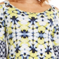 JM Collection Women's Printed Grommet Cold Shoulder Top Blue Size X-Small