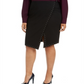 Calvin Klein Women's Studded Asymmetric Wrap Skirt Black Size 14W