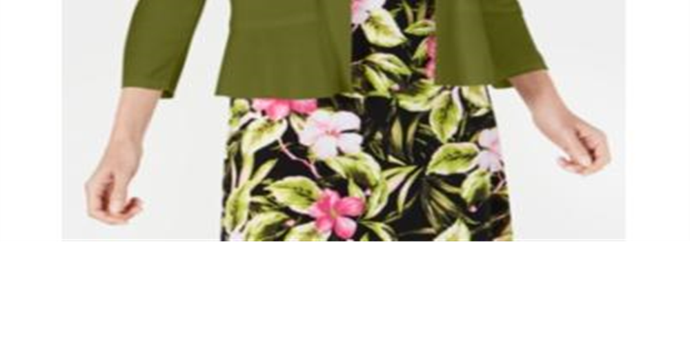 Kasper Women's Ruffle Hem Shrug Green Size Petite