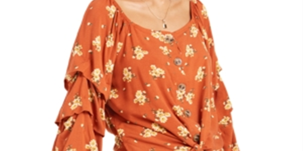 Crave Fame Junior's Tie Front Blouse Blush Size M
