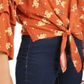 Crave Fame Junior's Tie Front Blouse Blush Size M