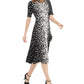 Alfani Women's Mock Neck Printed MIDI Dress Black Size Small