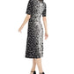 Alfani Women's Mock Neck Printed MIDI Dress Black Size Small