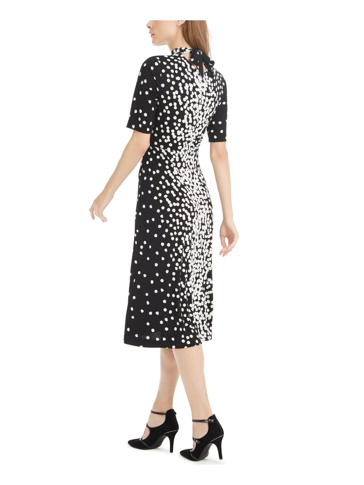 Alfani Women's Mock Neck Printed MIDI Dress Black Size Small