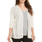 Charter Club Women's Chevron Pointelle Cardigan Brown Size X-Small