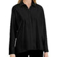 Alfani Women's Side Slit Long Sleeve Top Black Size Medium