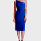 Ralph Lauren Women's Embellished Asymmetrical Neckline Below the Knee Cocktail Sheath Dress Blue Size 4