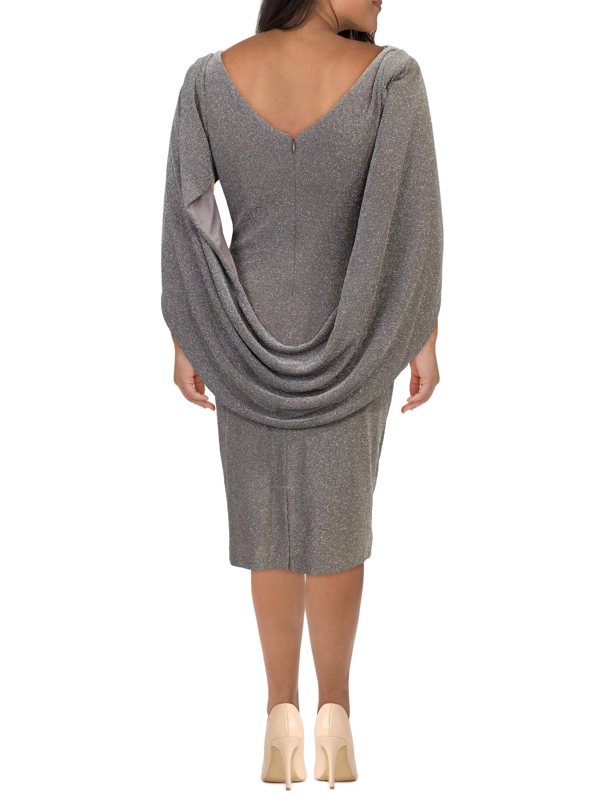 Betsy & Adam Women's Plus Sheath Shimmer Capel Dress Brown Size 18W