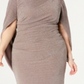 Betsy & Adam Women's Plus Sheath Shimmer Capel Dress Brown Size 18W