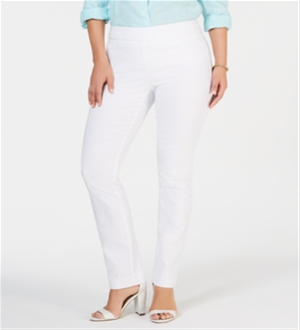 Charter Club Women's Cambridge Skinny Pull on Tummy Control Pants White Size 16
