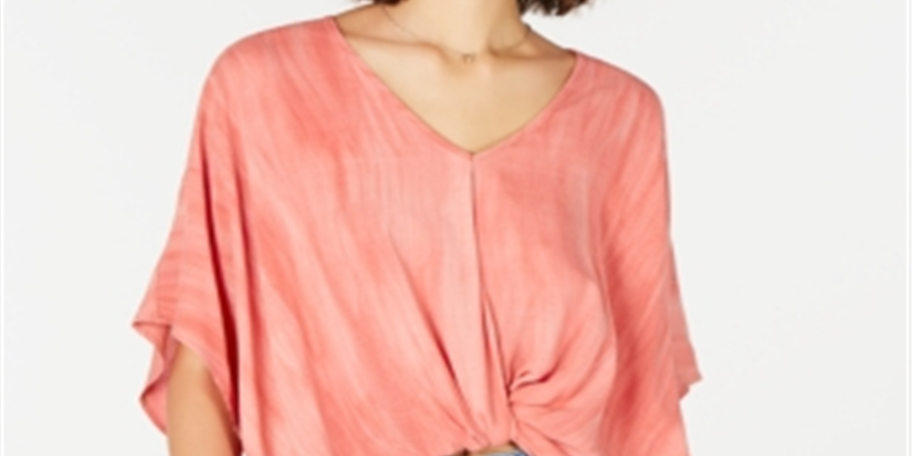Polly & Esther Women's Knot Front Dolman Sleeve Casual Top Pink Size Small