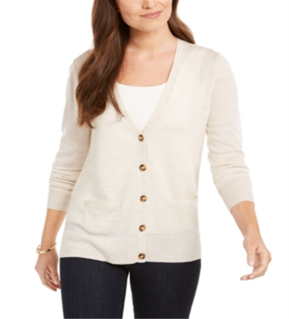 Charter Club Women's Merino Wool V Neck Cardigan Blue Size -XS