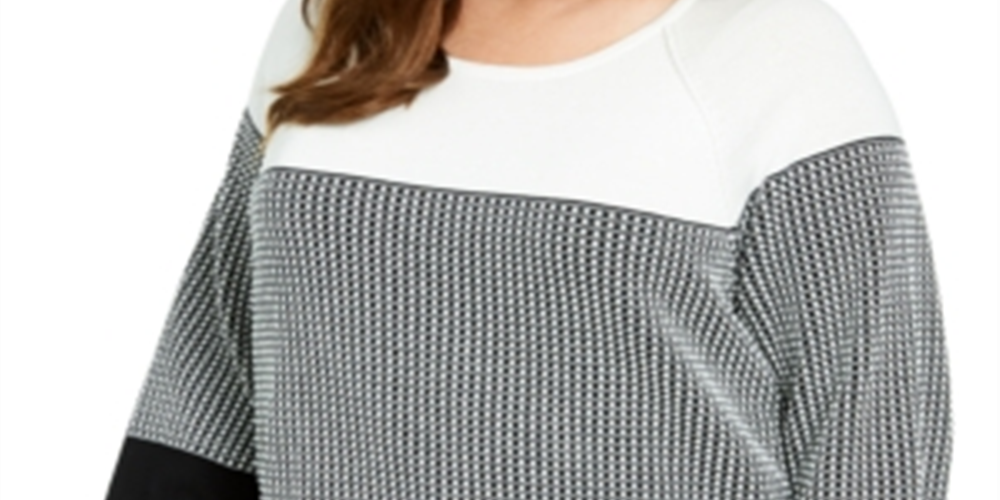 Karen Scott Women's Colorblocked Cotton Sweater Black Size 0X