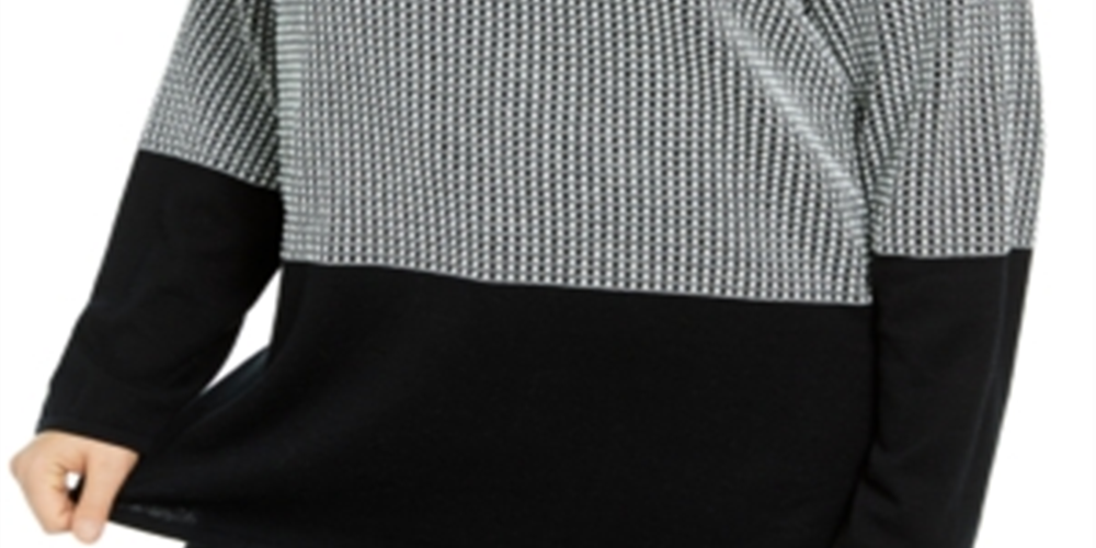 Karen Scott Women's Colorblocked Cotton Sweater Black Size 0X