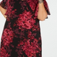 CONNECTED Women's Burgundy Floral Short Sleeve V Neck Knee Length Shift Wear to Work Dress  Purple Size 14W