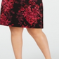 CONNECTED Women's Burgundy Floral Short Sleeve V Neck Knee Length Shift Wear to Work Dress  Purple Size 14W