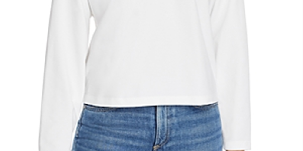 Eileen Fisher Women's Organic Cotton Stretch Jersey Hooded Box Top White Size Large