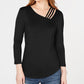 Inc Petite Strappy Top Black Size PP