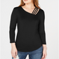 Inc Petite Strappy Top Black Size PP