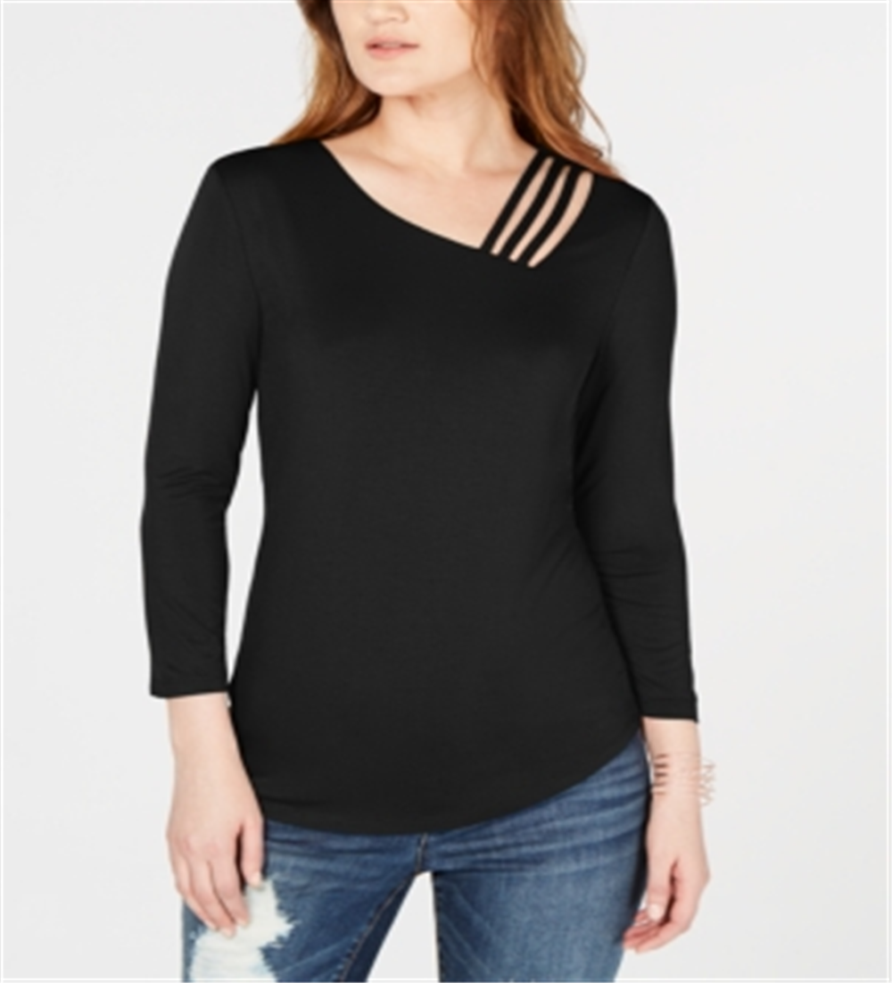 Inc Petite Strappy Top Black Size PP