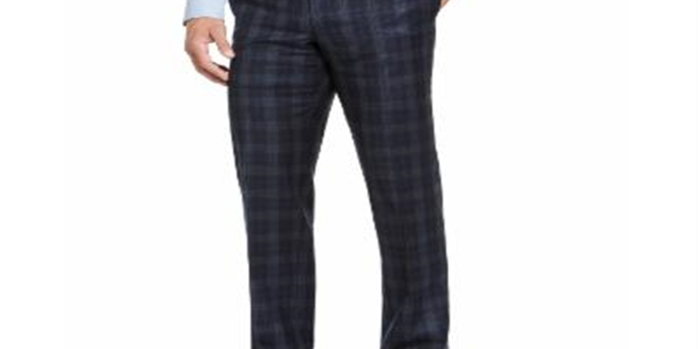 Lauren Ralph Lauren Men's Plaid Stretch Dress Pants Navy Size 34X34