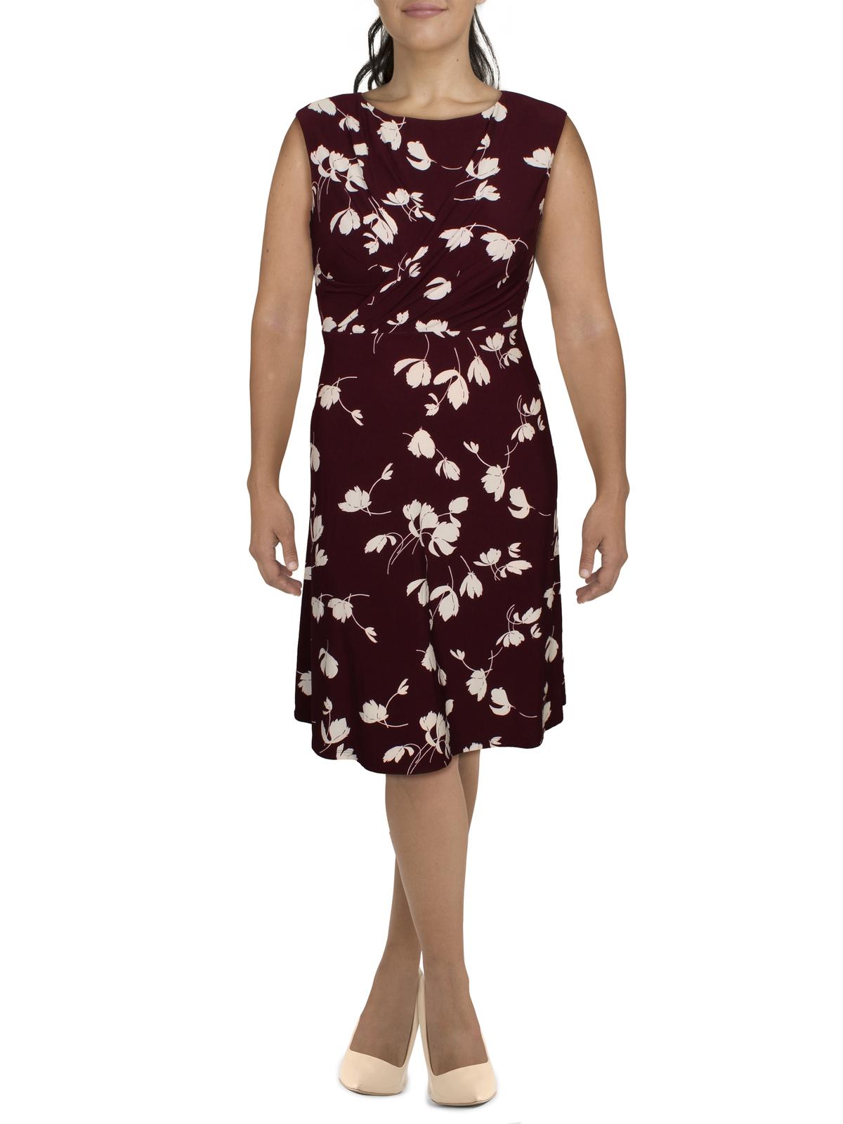 Ralph Lauren Women's Floral Pleated Jersey Dress White Size 16