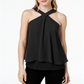 Bar III Women's Flutter Overlay Criss-Cross Halter Top Black Size S