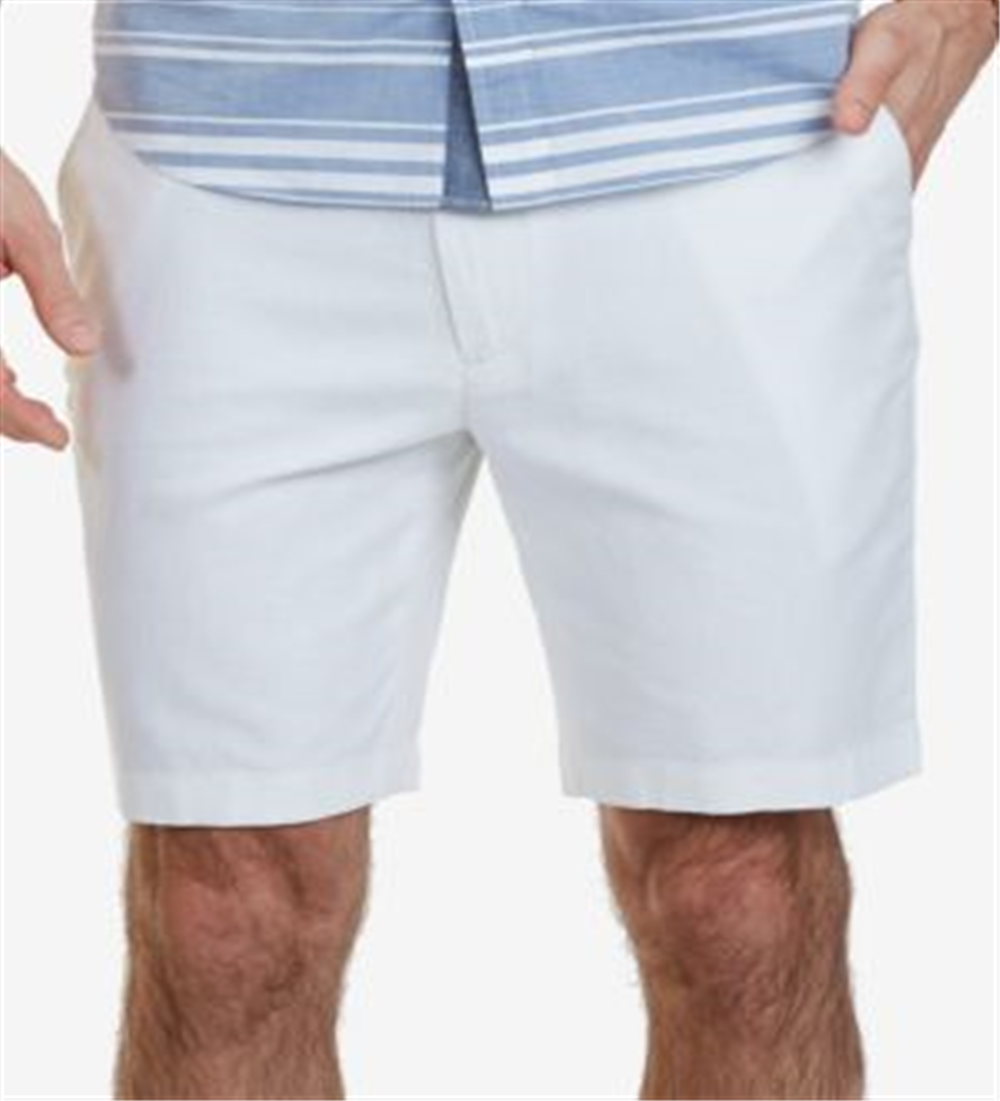 Nautica Men's Classic Fit Linen Blend Short, Bright White, Size 30W