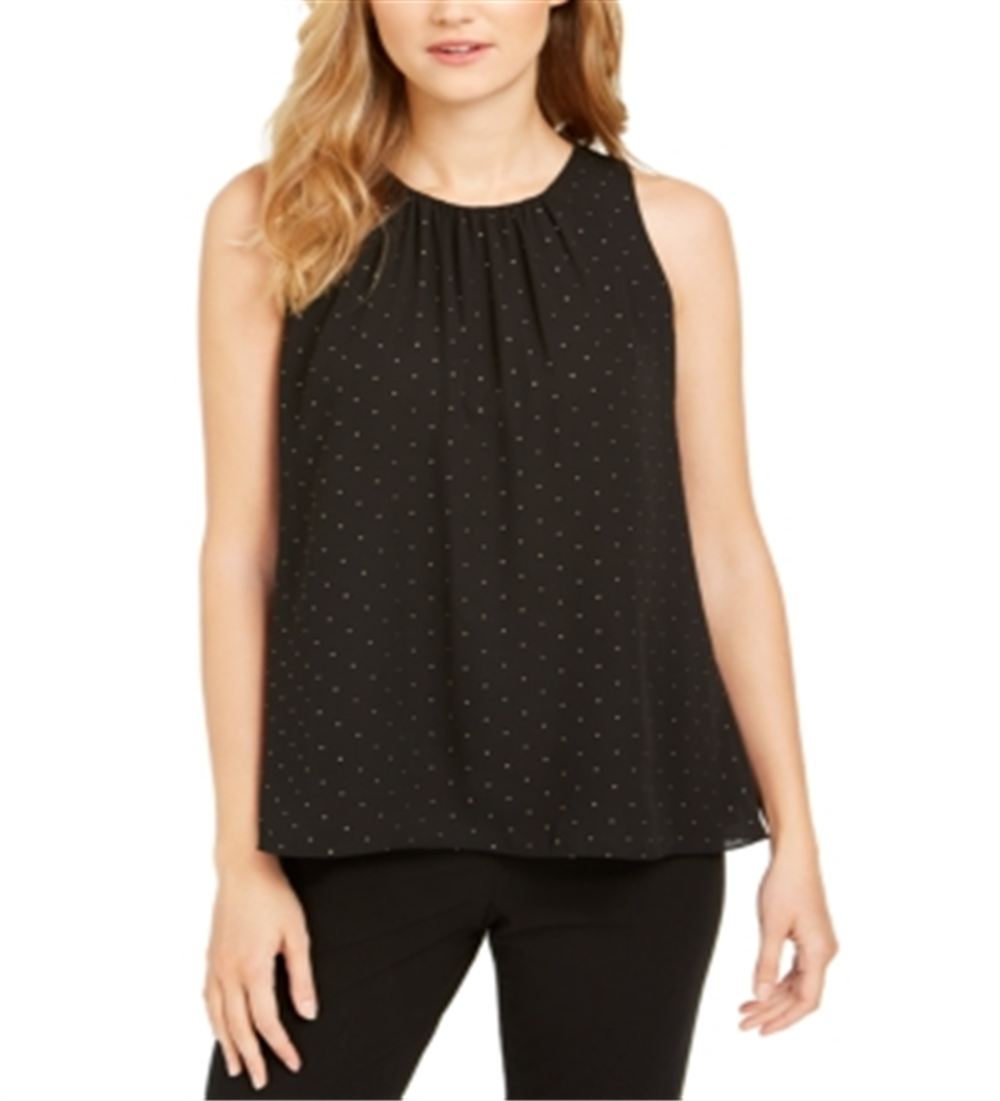Calvin Klein Women's Ruched Studded Tank Top Black Size XL