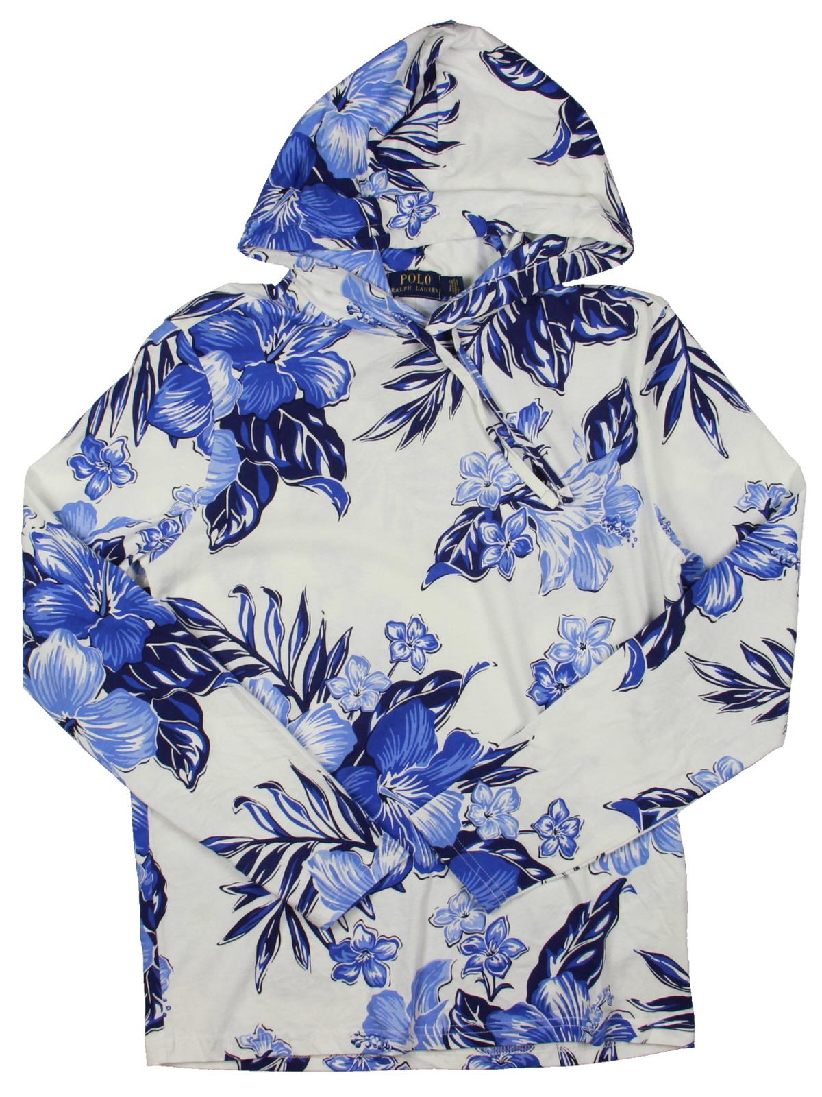 Polo Ralph Lauren Men's Cotton Floral Print Hoodie Blue Size XS
