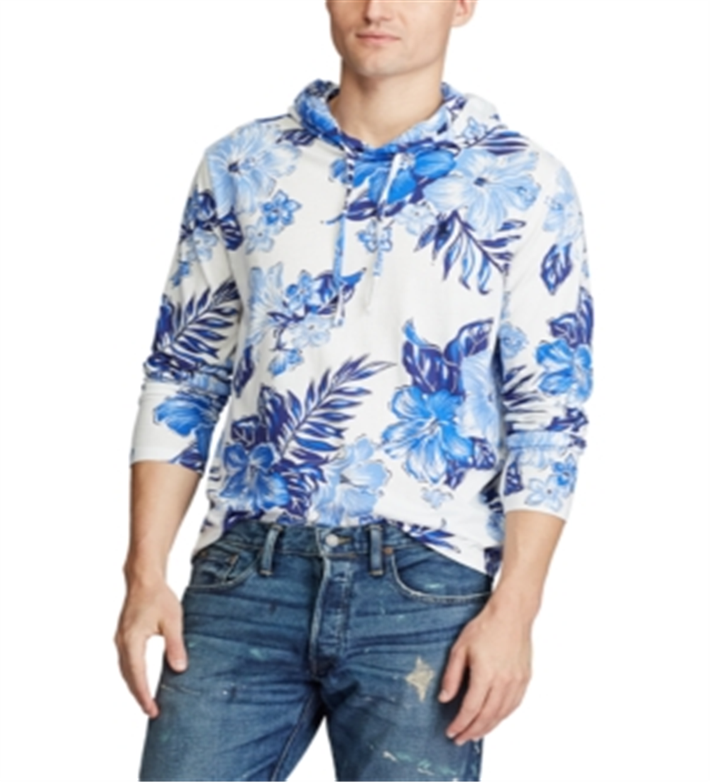 Polo Ralph Lauren Men's Cotton Floral Print Hoodie Blue Size XS