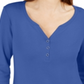 Karen Scott Women's 3/4 Sleeve Henley Shirt Blue Size M