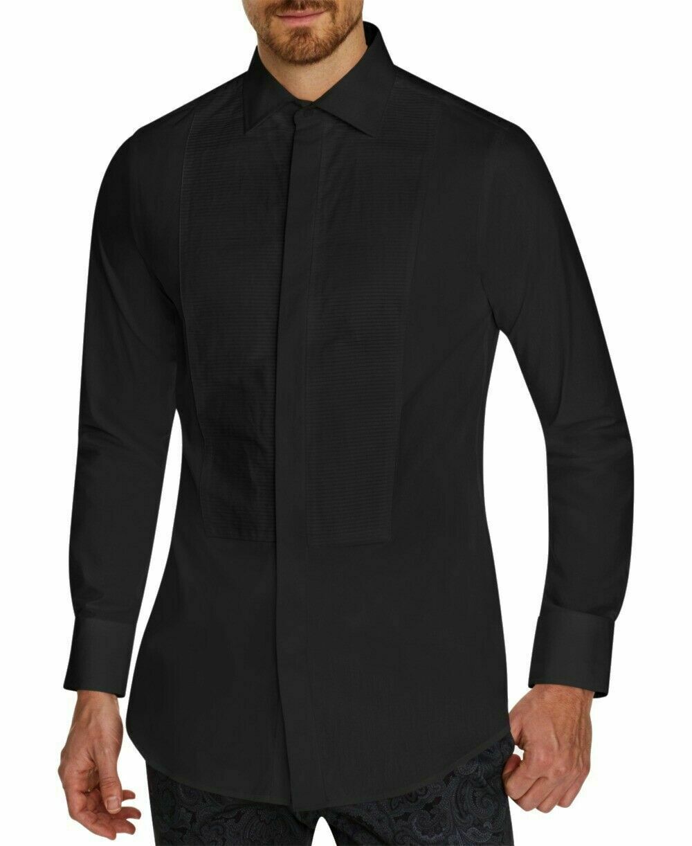 Tallia Men's Slim-Fit Stretch Tuxedo Button up Shirt Black Size XL
