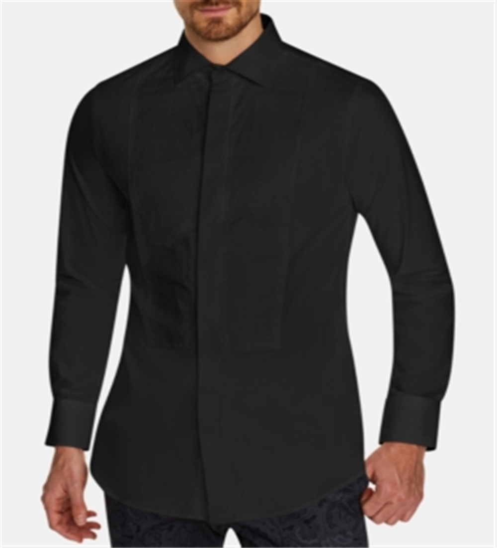 Tallia Men's Slim-Fit Stretch Tuxedo Button up Shirt Black Size XL