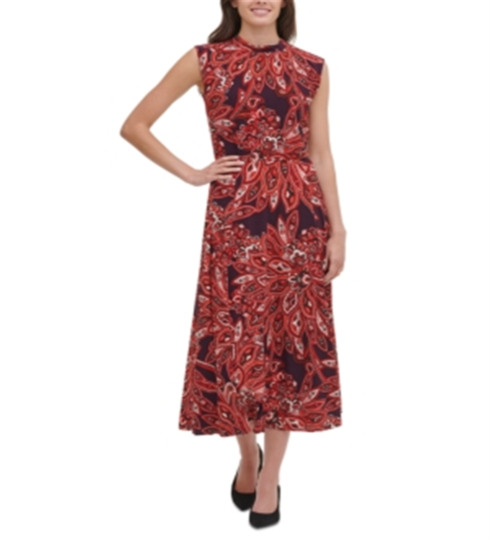 Tommy Hilfiger Women's Jersey Printed MIDI Dress Purple Size 14