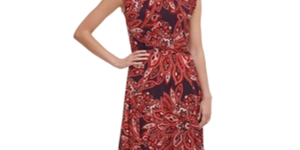Tommy Hilfiger Women's Jersey Printed MIDI Dress Purple Size 14