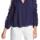 1.STATE Women's Ruffled Cold Shoulder Top Blue Size X-Large