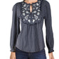 Lucky Brand Women's Polka Dot Floral T-Shirt NavySize Medium