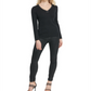 DKNY Women's Pullover Sweater Embellished V Neck Black Size Large