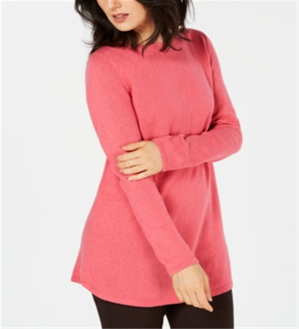 Karen Scott Women's  Solid Curved-Hem Tunic  Pink Size S