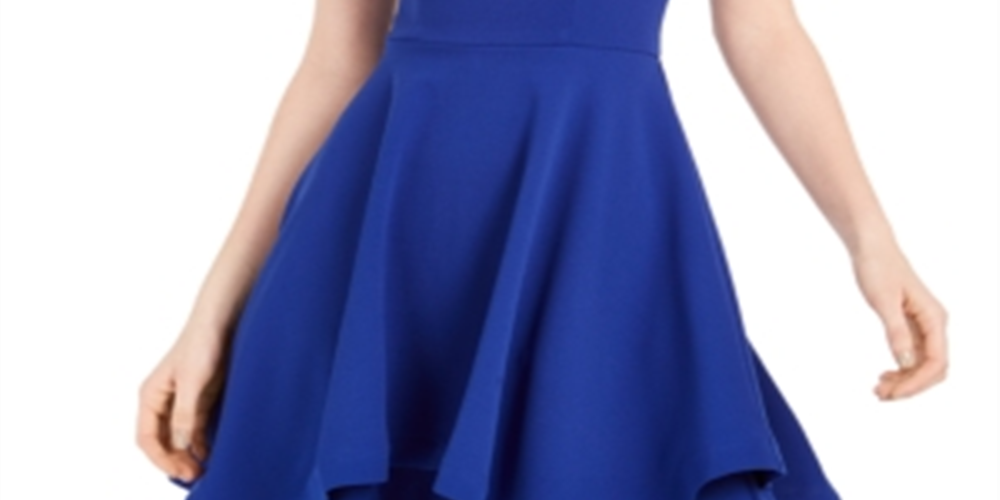 Sequin Hearts Juniors' Layered Fit & Flare Dress Royal Blue Size 0