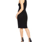 Guess Women's  Slitted Solid Sleeveless Turtle Neck Knee Length Body Con Party Dress Black Size L