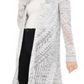 Hooked up by Iot Juniors' Pointelle Cardigan - Denim Spacedye Blue Size Large